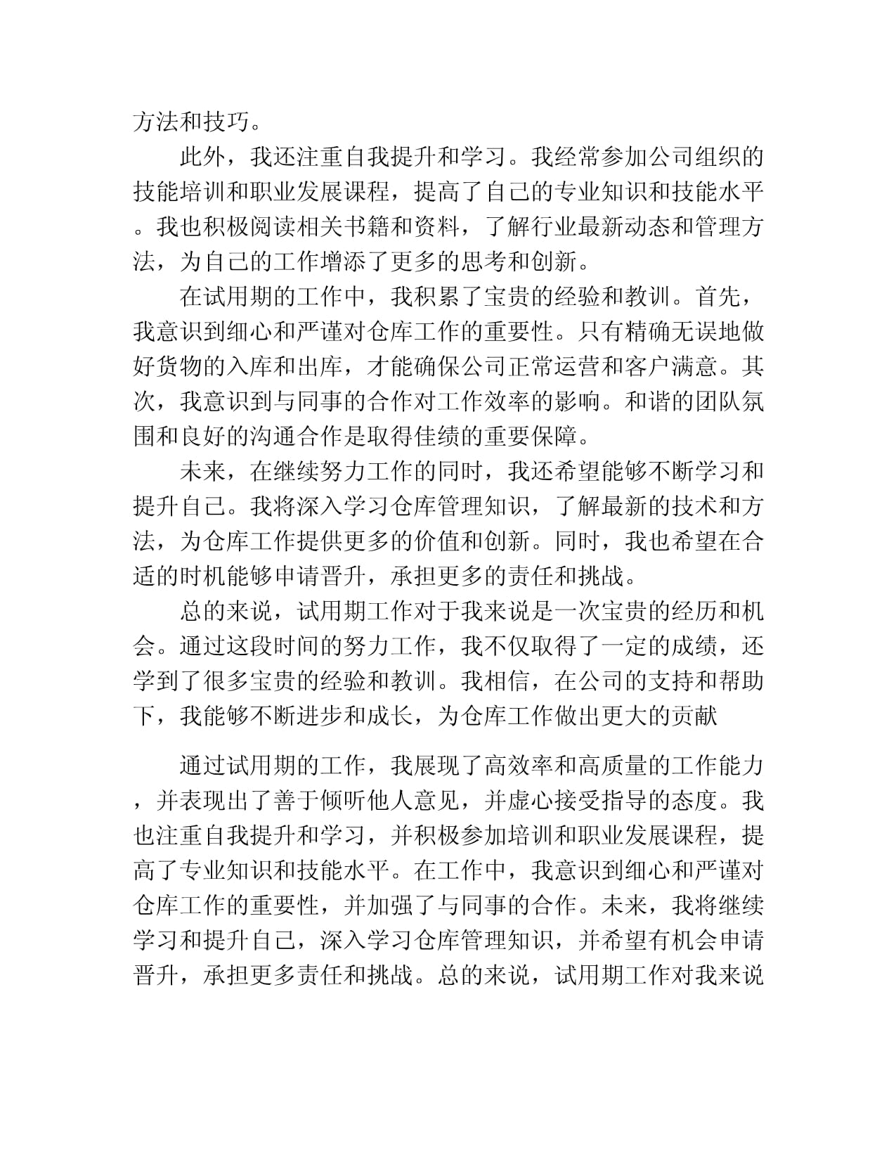 仓库文员试用期工作总结_第2页