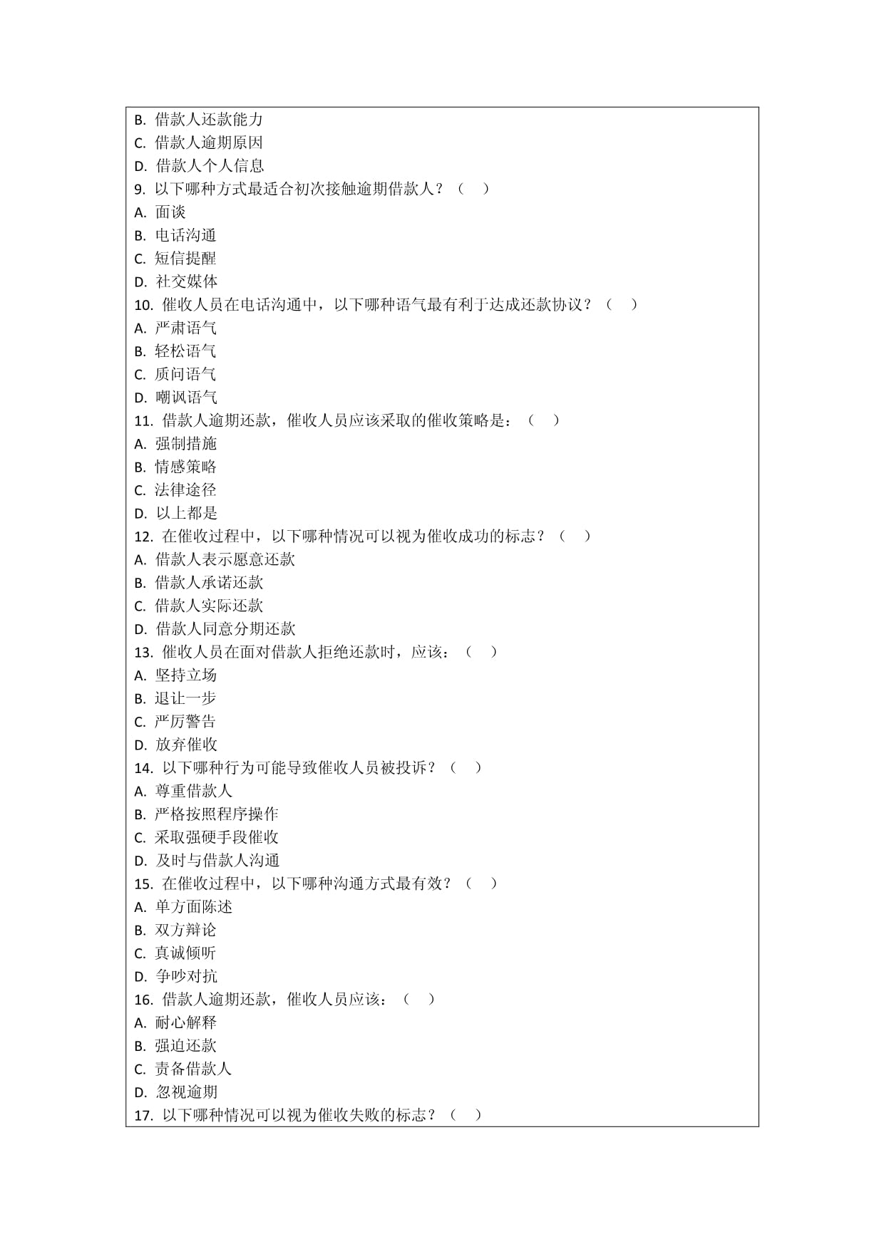 小额贷款催收技巧与实践考核试卷_第2页