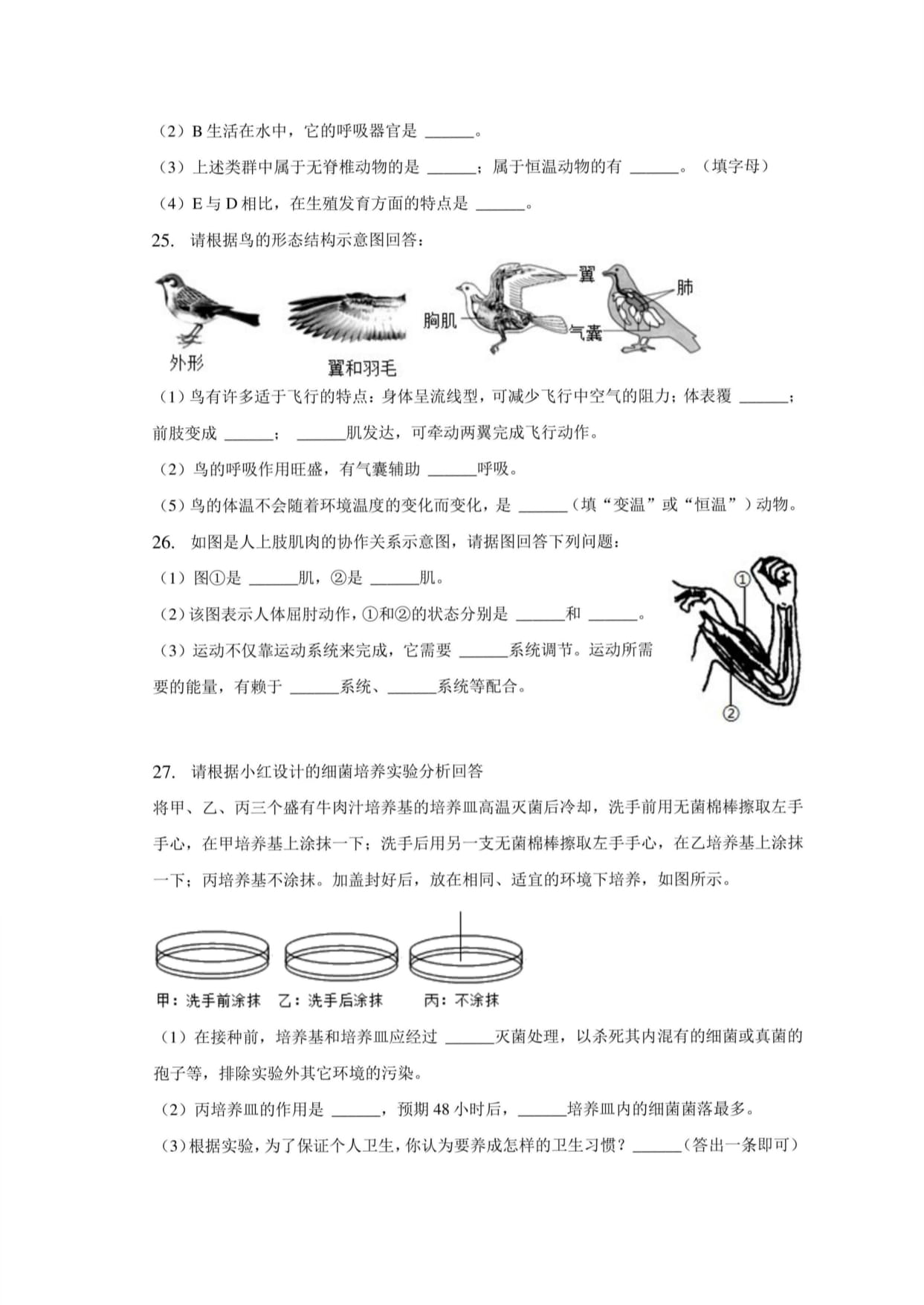 天津市东丽区2022-2023学年八kok电子竞技上学期期末生物试卷_第4页