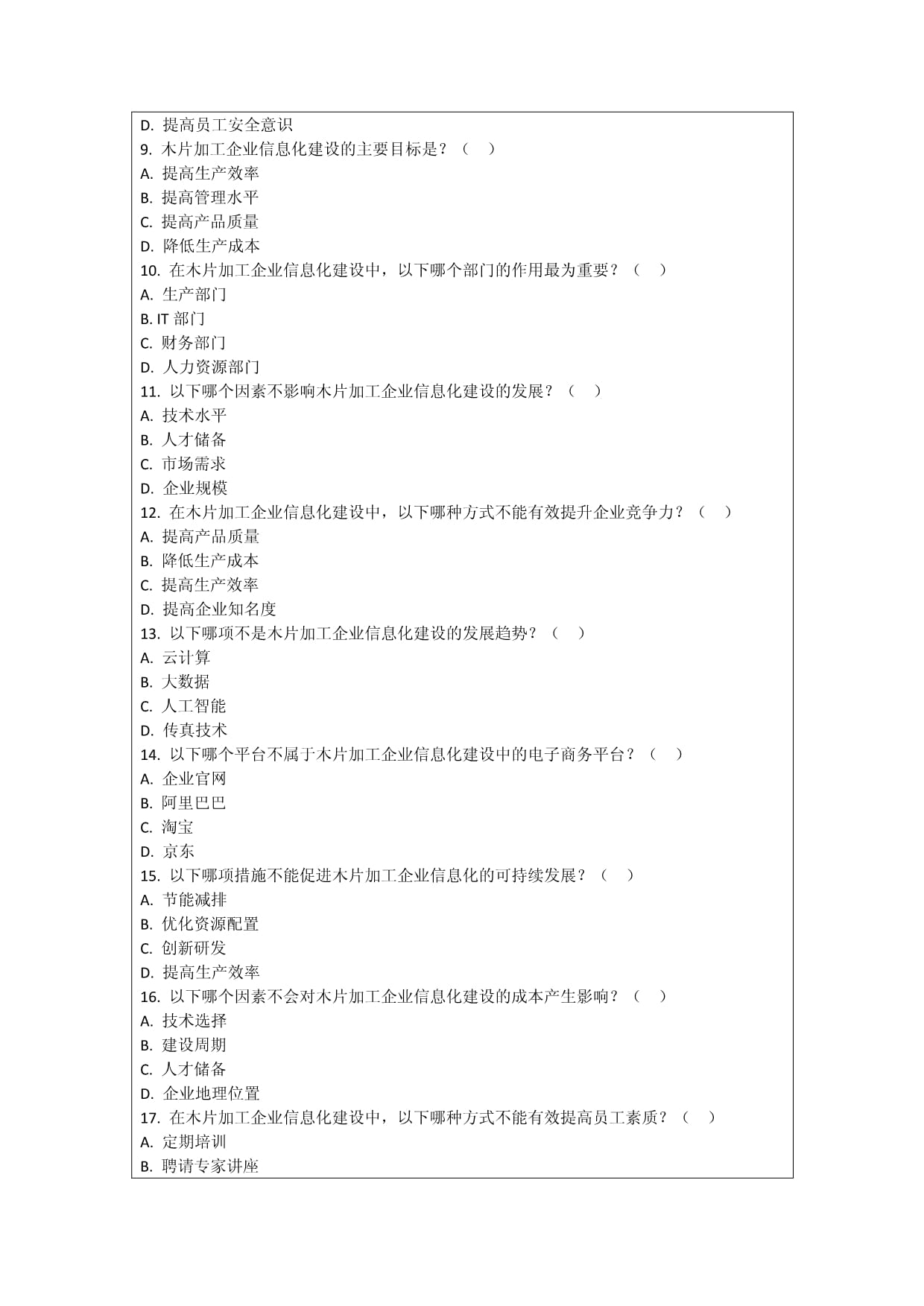 木片加工企业信息化建设与发展考核试卷_第2页