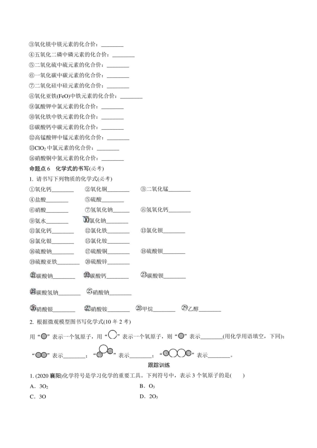 2021年中考化学总复习系统训练 微专题13 化学用语（含答案）_第2页