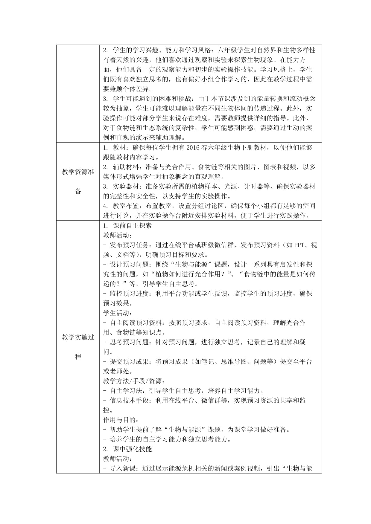 2016春六kok电子竞技生物下册 第五章《能与能源》说课稿 上海kok电子竞技_第2页