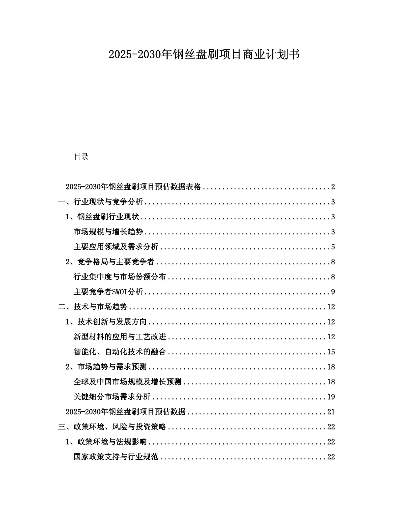 2025-2030年鋼絲盤刷項目商業(yè)計劃書_第1頁