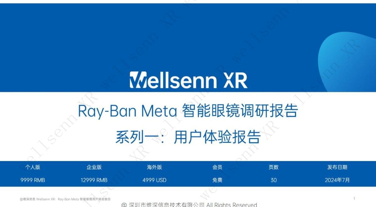 【維深信息】2024年Ray-Ban Meta智能眼鏡調(diào)研報告系列一_第1頁