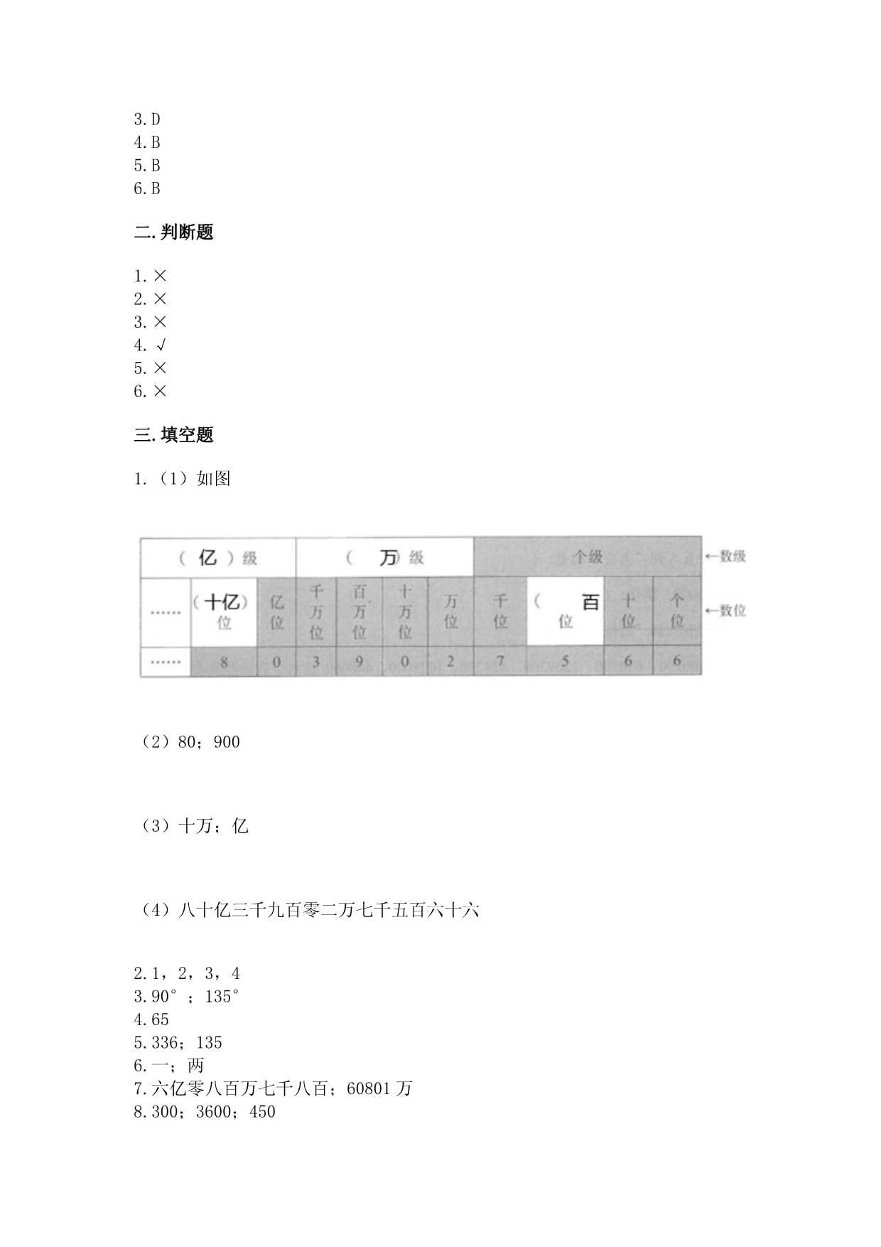 人教kok电子竞技四kok电子竞技上册数学 期末测试卷及参考答案【突破训练】_第5页