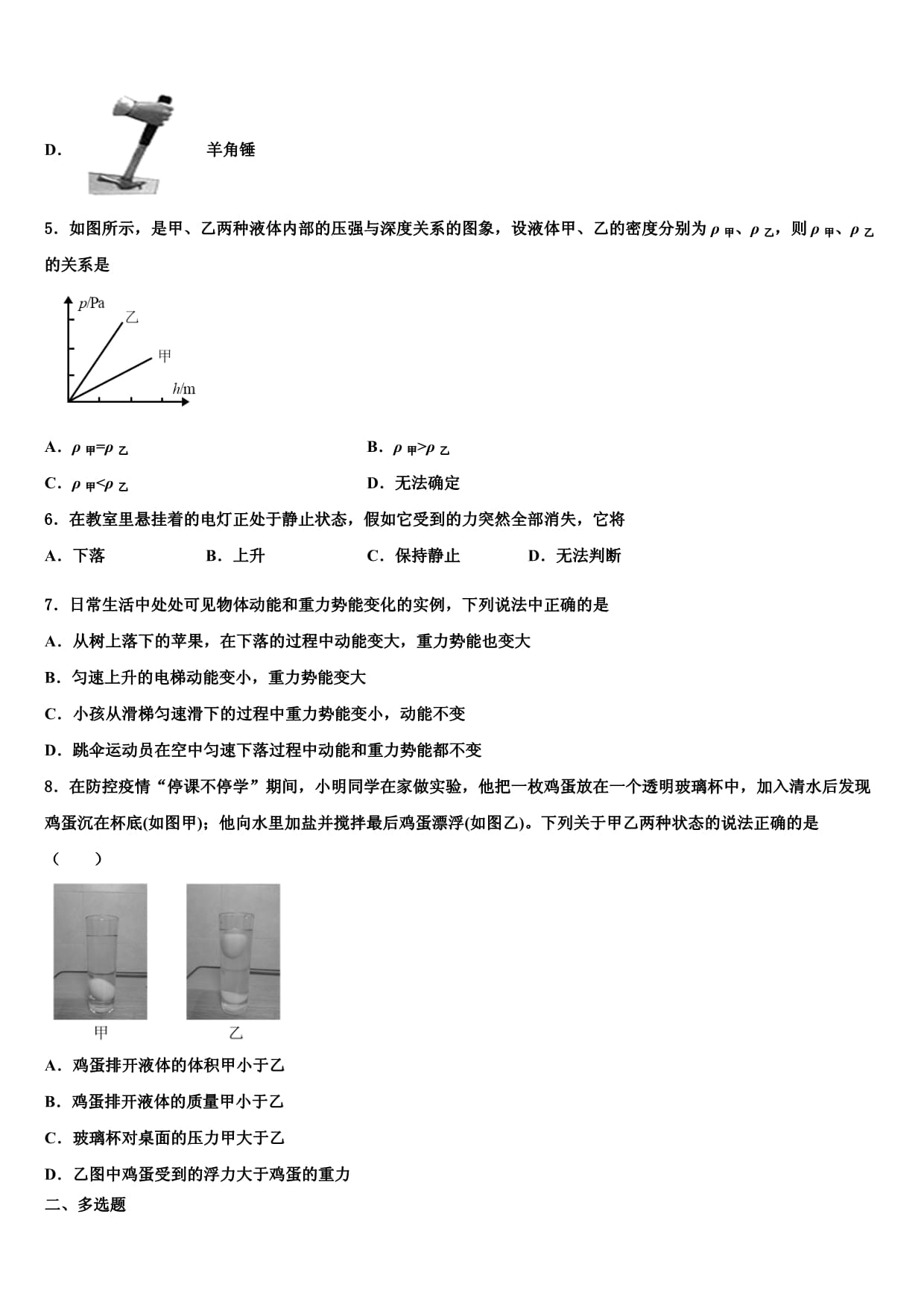 2024届河南临颍新时代实验学校八kok电子竞技下册物理期末质量跟踪监视试题含解析_第2页