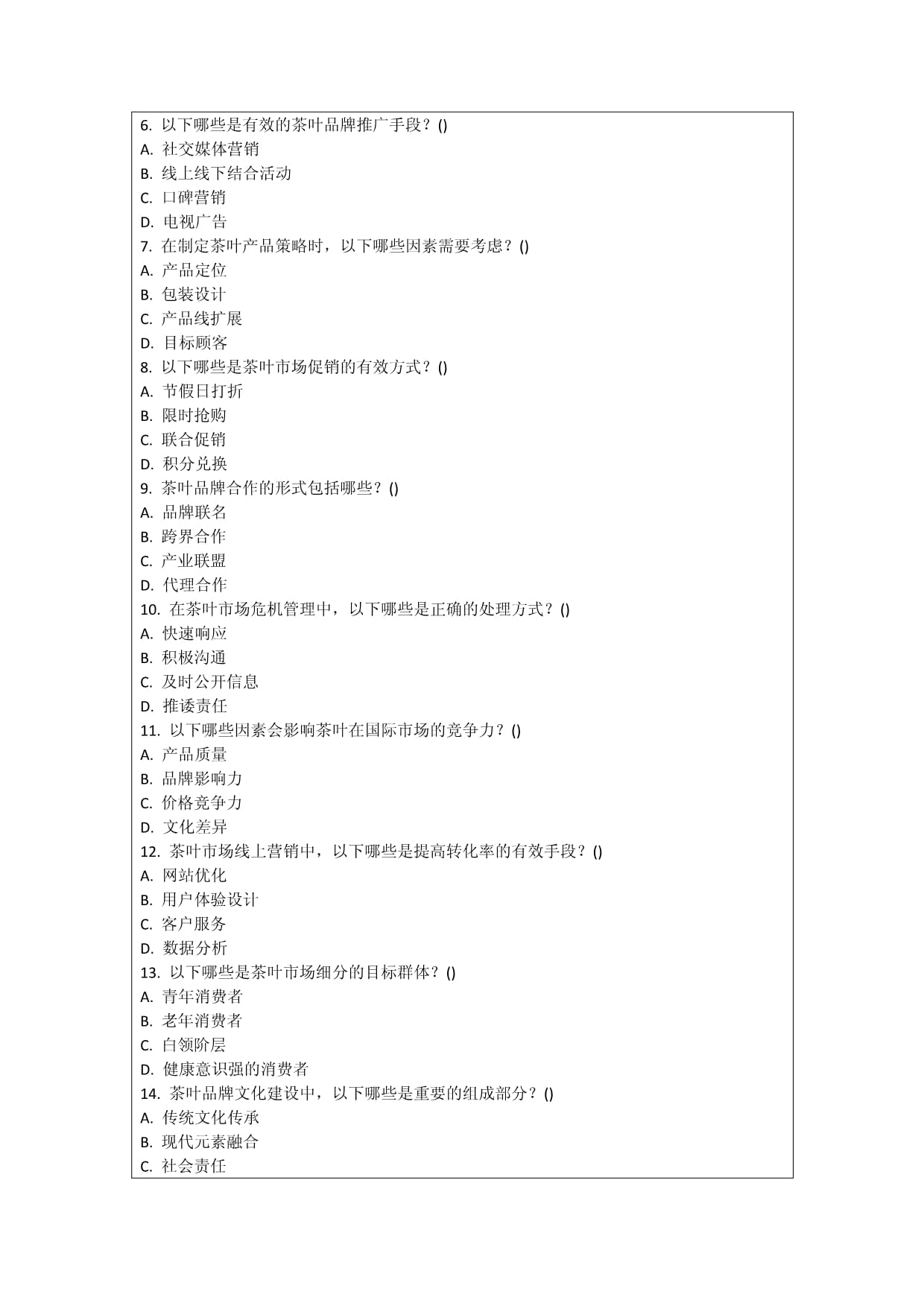 茶叶市场营销策略分析考核试卷_第4页