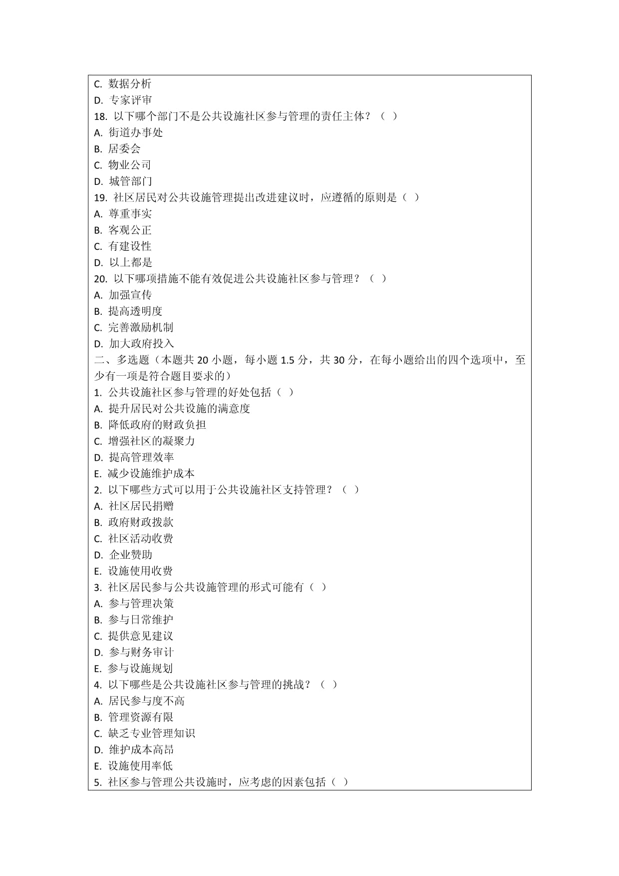 公共设施社区参与与支持管理考核试卷_第3页