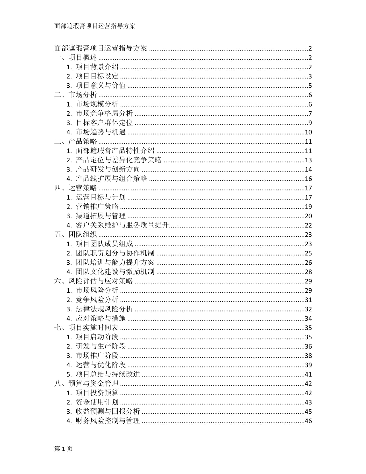 面部遮瑕膏项目运营指导方案_第1页