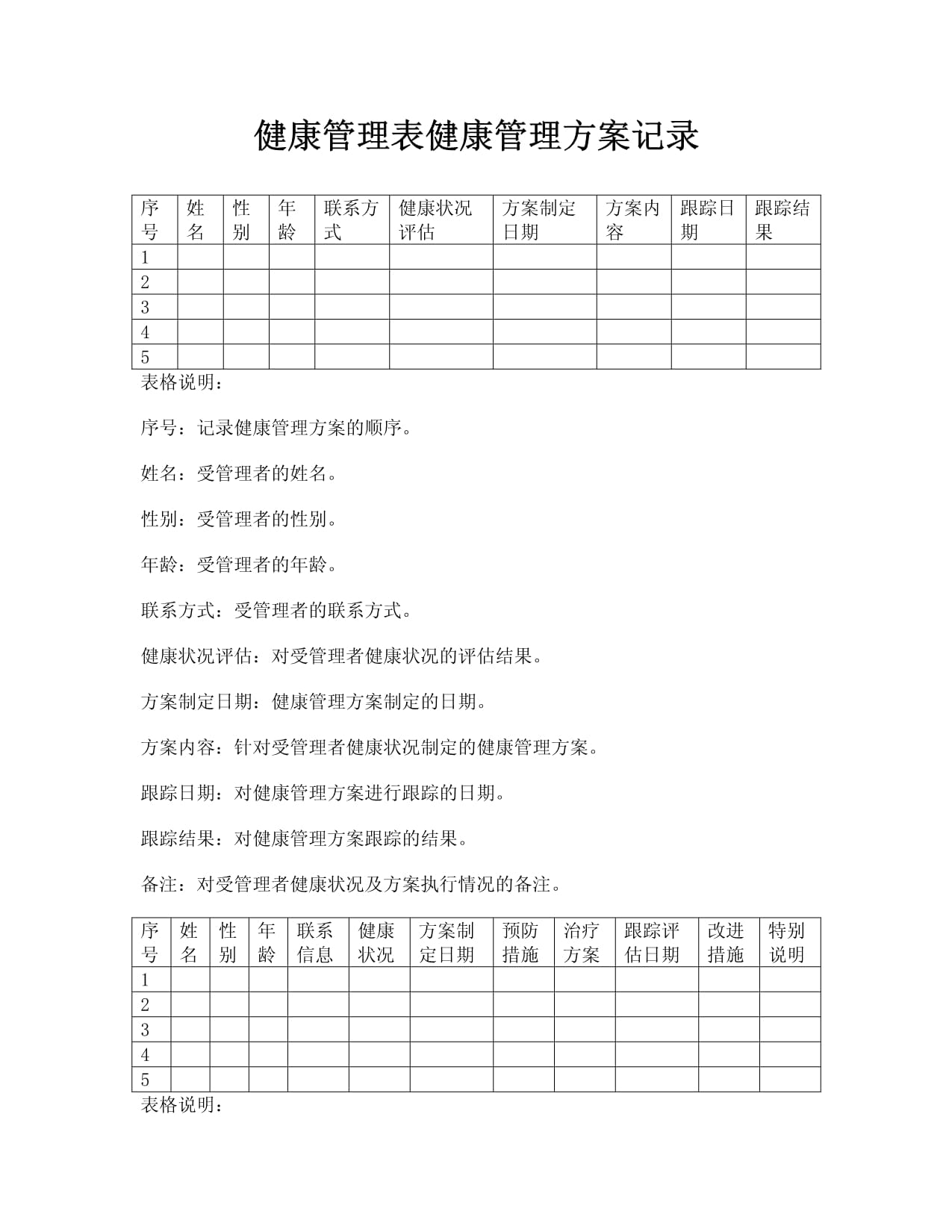 健康管理表-健康管理方案记录_第1页